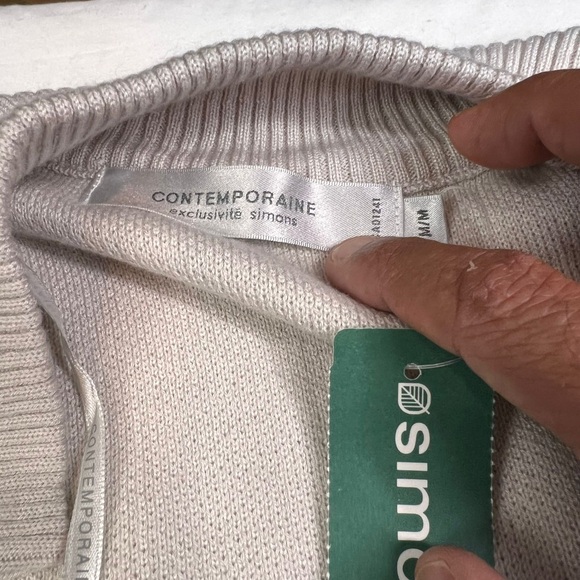 NWT Contemporaine Simons Womens M Gray Beige Long Open Front Sweater Wool Blend - Picture 3 of 8